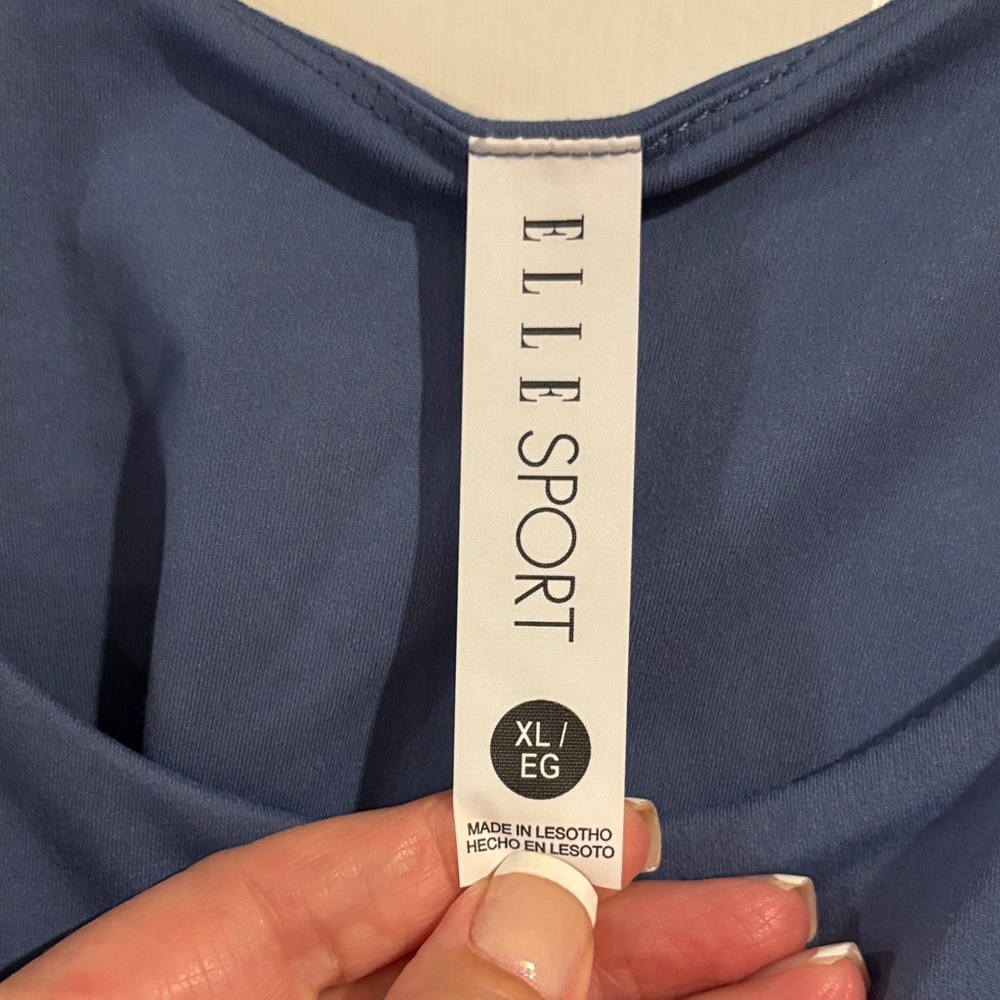 NWT ELLE SPORT Blue Athletic Tank Dress Inner Shorts & Shelf Bra Size XL - Picture 2 of 6
